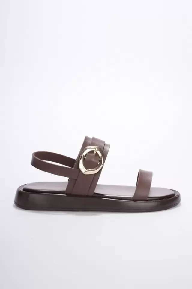 Kadın Acı Kahve 2cm Topuk Boyu Yazlık Rahat Sandalet TR27MY05C